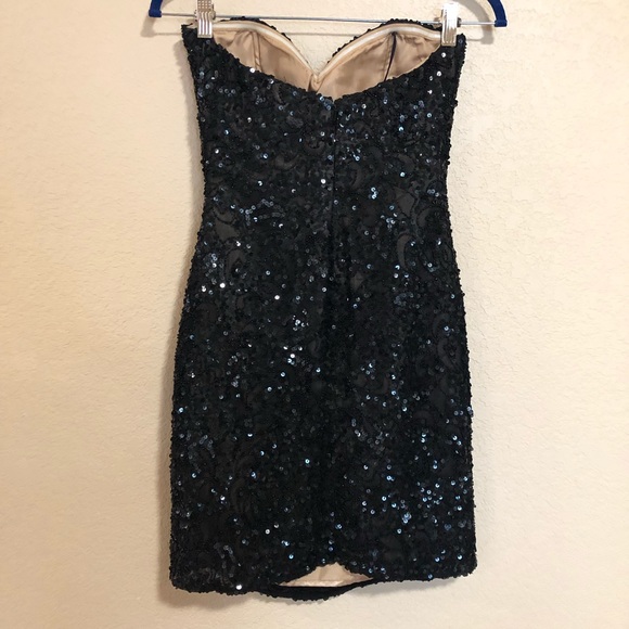 Scala 2 Black Sequin Beaded Strapless Mini Dress - Picture 3 of 7